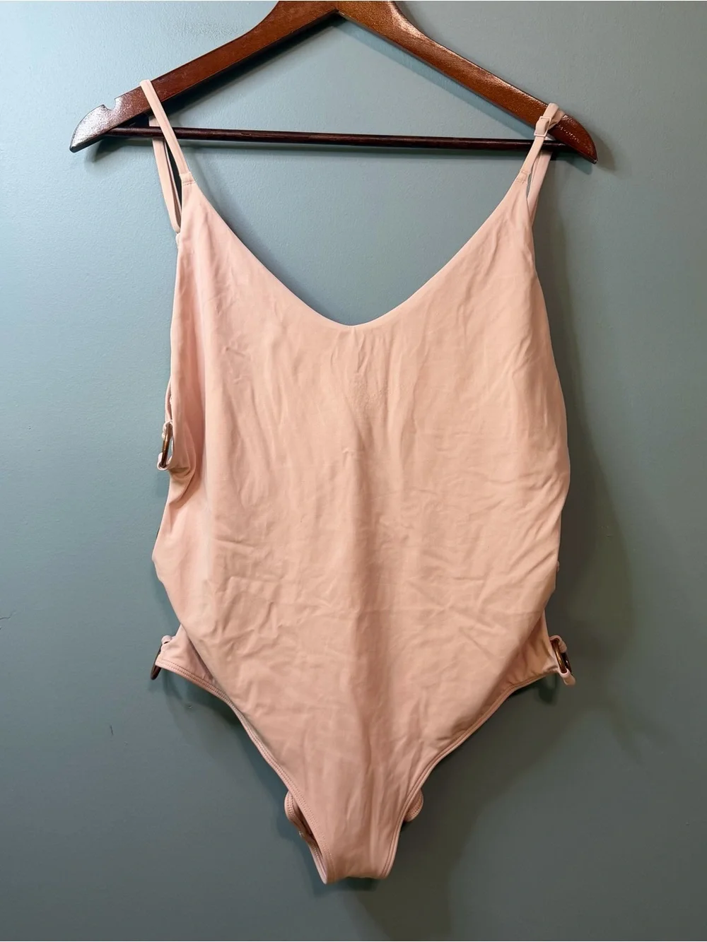 Aerie Plunge Side Ring One Piece Swimsuit in Light Pink. Women’s XL